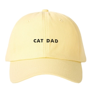 Light yellow cotton CAT DAD embroidered baseball cap with a classic six-panel design