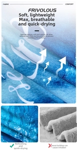 Detail view of quick-dry microfiber beach poncho showing breathable wave print fabric