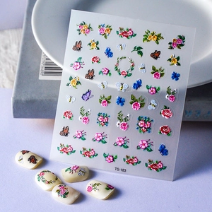 Nail Art Stickers 5D Embossed Flower Butterfly Self Adhesive Stereoscopic Manicure Decoration For Women