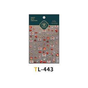 Detail of TL-443 nail stickers featuring red lion dance patterns and gold festive motifs