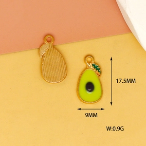 Details zu Avocado-Emaille-Anhänger, Größe 17,5x9mm, Gewicht 0,9g für DIY-Schmuckzubehör