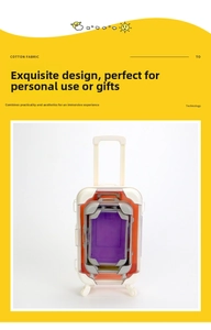 Close-up of mini travel suitcase storage box with clear window and retractable handle