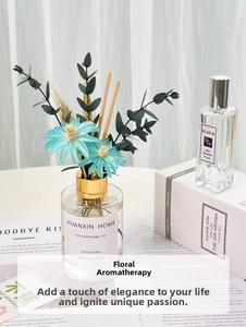 120ml reed diffuser with Wild Bluebell scent spray and elegant teal dried flower decor
