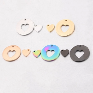 Polished heart pendants in silver, gold, rose gold, rainbow and black for DIY jewelry
