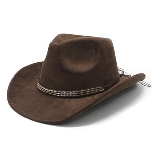Cappello Da Cowboy Occidentale Scamosciato Tesa Larga Retrò Etnico Fascia Di Perline Protezione Solare Esterna Fedora Per Uomo E Donna