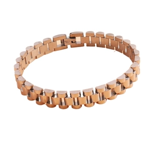 Elegant golden stainless steel jubilee watch-style bracelet with secure folding clasp