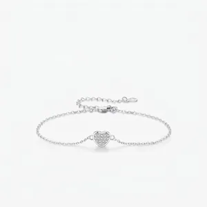 925 Sterling Silver Heart Bracelet For Women Minimalist Elegant Dainty Zirconia Inlaid Adjustable Chain Jewelry Birthday Gift