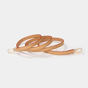 Genuine cowhide leather shoulder strap for pouch bags with gold metal swivel hooks