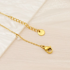 Detail of gold titanium steel bracelet with lobster clasp, extender chain and S.Steel tag