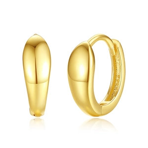 Chic polished gold teardrop hoop earrings for women in a minimalist s925 silver style