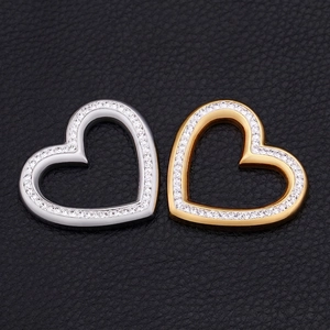 Heart Shaped Openwork Pendant Stainless Steel With Zirconia Rhinestones Gold Plated DIY Jewelry Finding Accessory