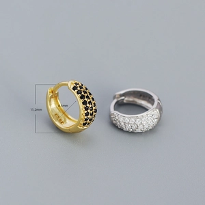 U-shaped 925 sterling silver hoop earrings with micro-inlaid zircon in gold and silver