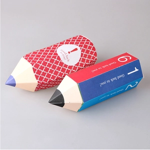 Pencil Shaped Paper Gift Box Hexagonal Cardboard Candy Packaging For Kids Birthday Party Favors Cartoon Colorful Foldable