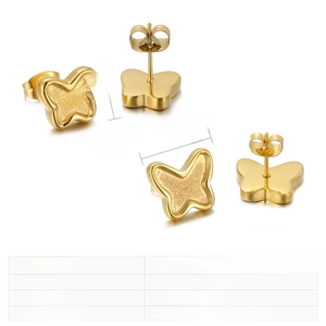 Detailed size specifications for stainless steel butterfly stud earring components