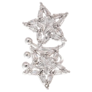 Sparkling silver star ear cuff with zircon stones in a minimalist minimalist design