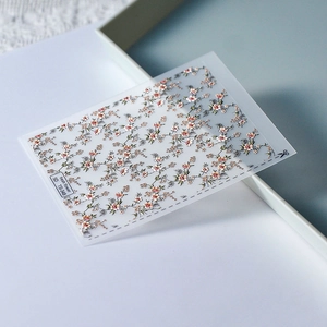 Stereoscopic 5D embossed nail art sticker featuring colorful floral pattern TS-348