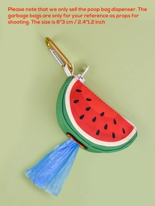 Watermelon shaped pet poop bag dispenser made of canvas with metal carabiner clip