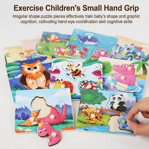 Wooden peg puzzles for toddlers featuring various animal shapes with easy-grip handles