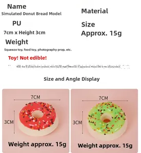 Spécifications de taille pour modèles de beignets en PU de 7 cm avec pépites colorées