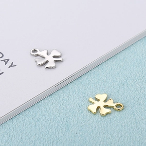 Polished Stainless Steel Four Leaf Clover Pendants Flower Petal Charms DIY Jewelry Making Accessories For Crafting