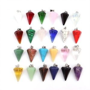 Hexagonal Cone Pendulum Pendant Natural Stone And Alloy Point Healing Reiki Jewelry Making Accessories DIY Crafts