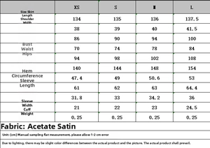 Size guide for lace maxi dress featuring detailed measurements for XS to L sizes