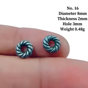 Detailed view of No.16 twist texture spacer beads with 8mm diameter for DIY jewelry making