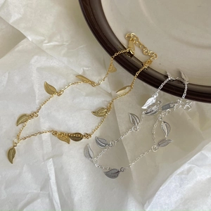 Leaf Anklet 925 Sterling Silver Minimalist Korean Style Summer Foot Jewelry For Women Elegant