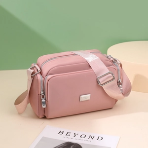 Bolso Bandolera De Nylon Para Mujer Impermeable Multi Bolsillos Bolso De Hombro Gran Capacidad Diario Casual Simple Elegante