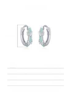 Detailed size and weight specs for s925 silver butterfly earrings with mint enamel