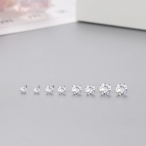 S925 sterling silver four-prong stud earrings with zircons in eight different sizes
