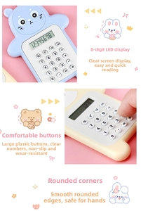 Detail of cute bear calculator with 8-digit LED screen and large comfortable buttons