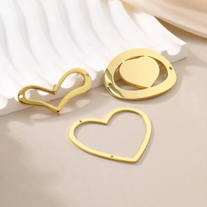 Three different gold stainless steel hollow heart pendants for DIY jewelry making
