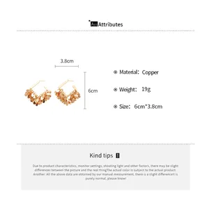 Detailed size chart for 18K gold plated square sequin fringe earrings with 6cm length