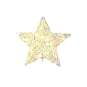 Illuminated warm white LED star tree topper with a woven texture for Christmas decor