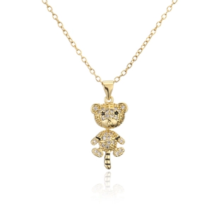 Exquisite gold-plated tiger pendant necklace featuring micro-set sparkling zircon crystals