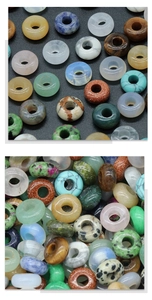 Detailed view of assorted natural crystal and agate beads for DIY jewelry making