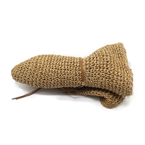 Portable foldable khaki straw sun hat for women with wide brim and roll-up storage design