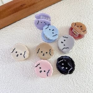 Set of 8 colorful cute dog-shaped resin mini hair claws in various sweet pastel colors
