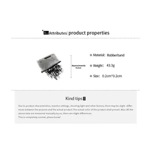 Detail view of high elasticity black rubber bands in 43.3g portable zip lock storage bag