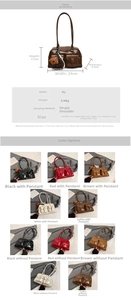 Detailed dimensions and color options for the vintage PU leather shoulder bag