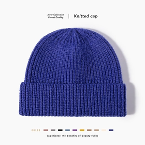 Berretto Beanie Unisex in Maglia a Costine per Uomo Donna Inverno Caldo con Risvolto Skull Cap Cashmere di Pecora Tinta Unita Outdoor Moda