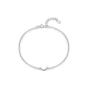 Minimalist s925 sterling silver crescent moon bracelet with adjustable extender chain