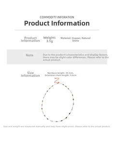 Detail of round geometric chain necklace made of copper and natural stone weighing 3.1g