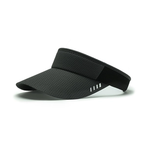 Dark grey breathable mesh visor hat with white stripes for outdoor sports and sun protection