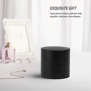 Portagioie rotante a 4 strati nero dal design cilindrico minimalista ed elegante