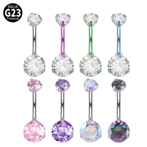 Set di 8 piercing per ombelico in titanio G23 con cristalli di zirconia multicolore a griffe