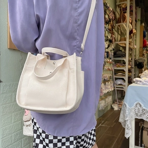 Canvas Crossbody Bag Women Large Capacity Tote Handbag With Adjustable Shoulder Strap Front Pocket Casual Daily Travel