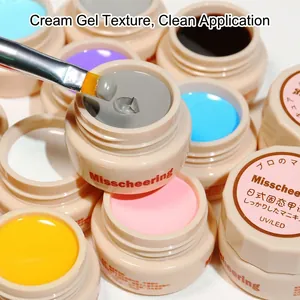 Solid pudding gel nail polish set in cream texture with professional brush application