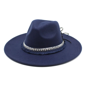 Vintage Wide Brim Felt Fedora Hat With Ethnic Tassel Braided Band Sequins Jazz Hat For Men Women Outdoor Casual Party